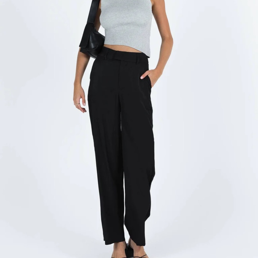 NWT Princess Polly Black Straight Leg Pants High-Waisted